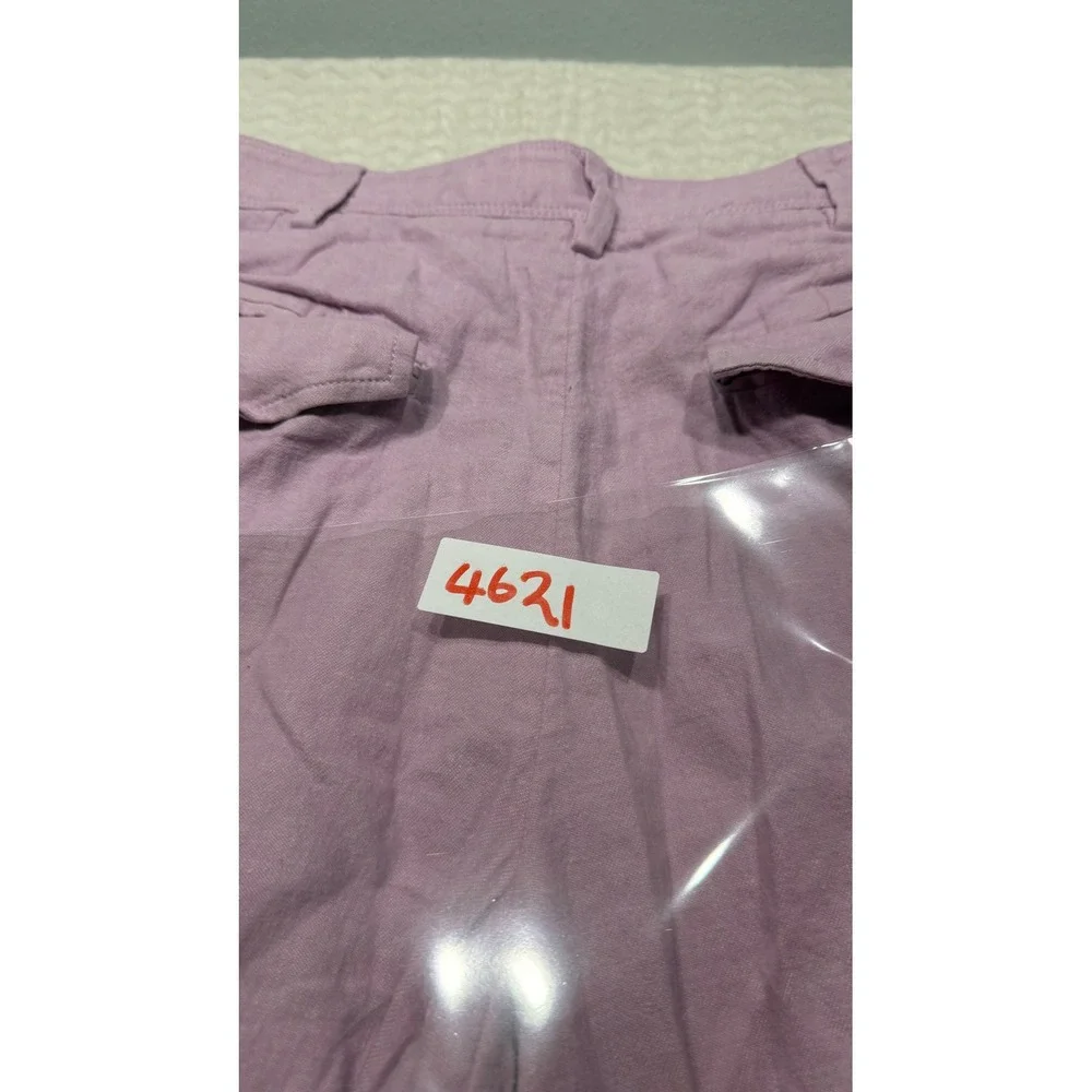 Banana Republic Pink Lavender Linen Wide Leg Pleated Pants Size 8 High Rise